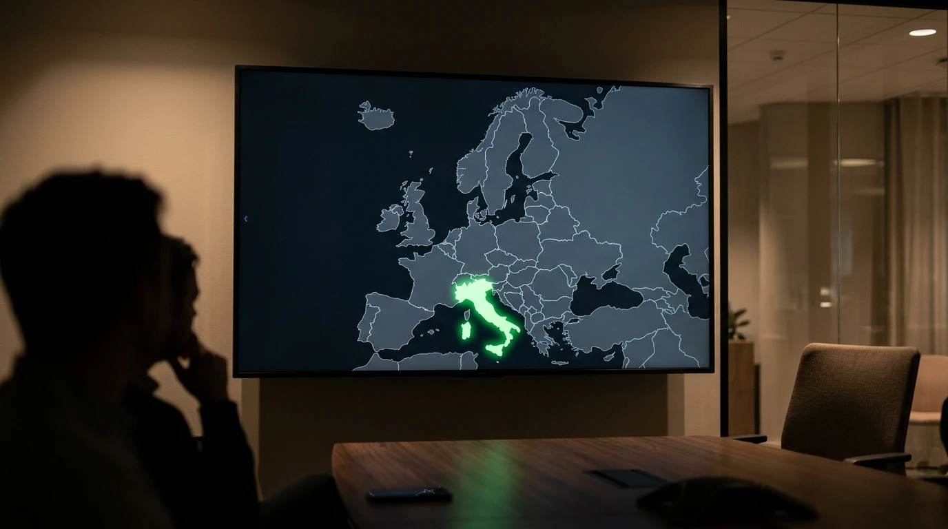 Mapa da Europa num ecrã com Portugal destacado a verde